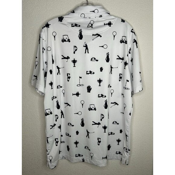 Deolax Polo Shirt Mens Large All Over Print Golf Performance Stretch Golfer - Picture 3 of 13
